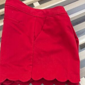 Isaac Mizrahi NY Red Dress Shorts with Scalloped Hem